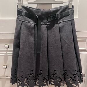 Women's high waisted laser cut Skirt with Belt